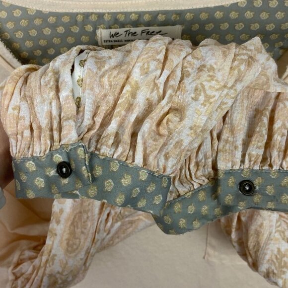 Free People Jade Top Oversized Bubble Sleeve Size XS Raw Edge Bohemian Boho Tee - Picture 7 of 11